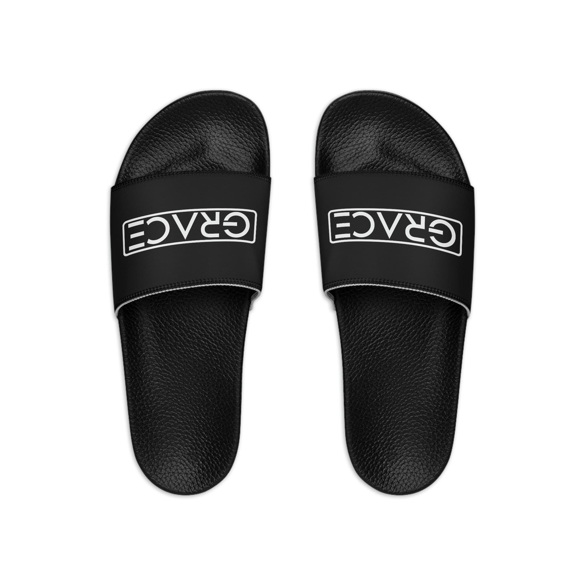 Men’s Black Slide Sandals – Christian “Grace” Faith-Inspired Comfort Slides | Lightweight Non-Slip Summer Footwear