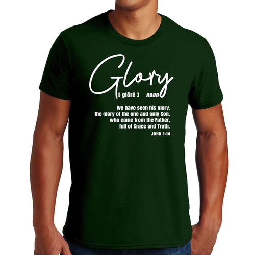 Men’s “Glory” Christian Graphic T-Shirt – Faith-Based Inspirational Tee, Bella Canvas 3001 Soft Cotton Shirt